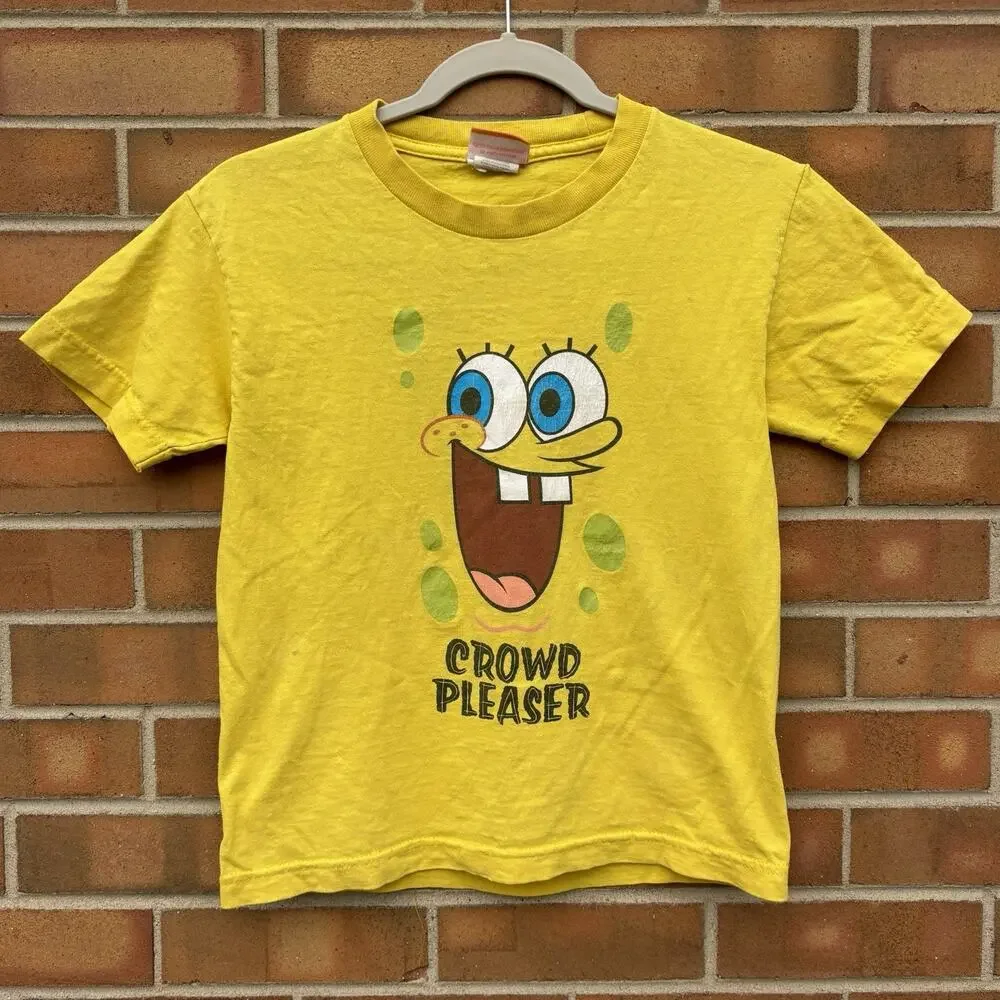 Vintage Nickelodeon SpongeBob SquarePants Crowd Pleaser 2006 Kids T Shirt Y2K